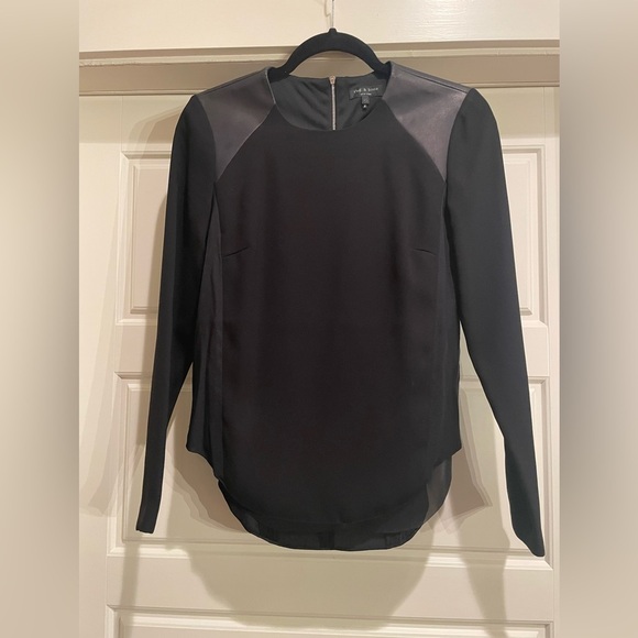 rag & bone Tops - Rag & Bone Leather Shoulder Blouse